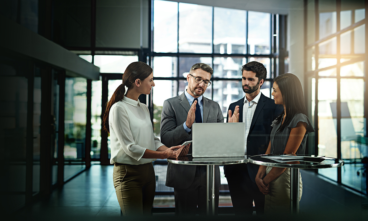 Laptop,,Meeting,And,Business,People,With,Cooperation,For,Group,Project